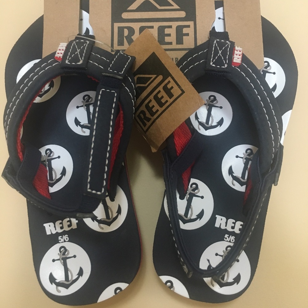 *~*~*REEF Little Ahi Anchor Nautical Flip Flop Sandals Shoes Toddler sz 5/6*~*~*